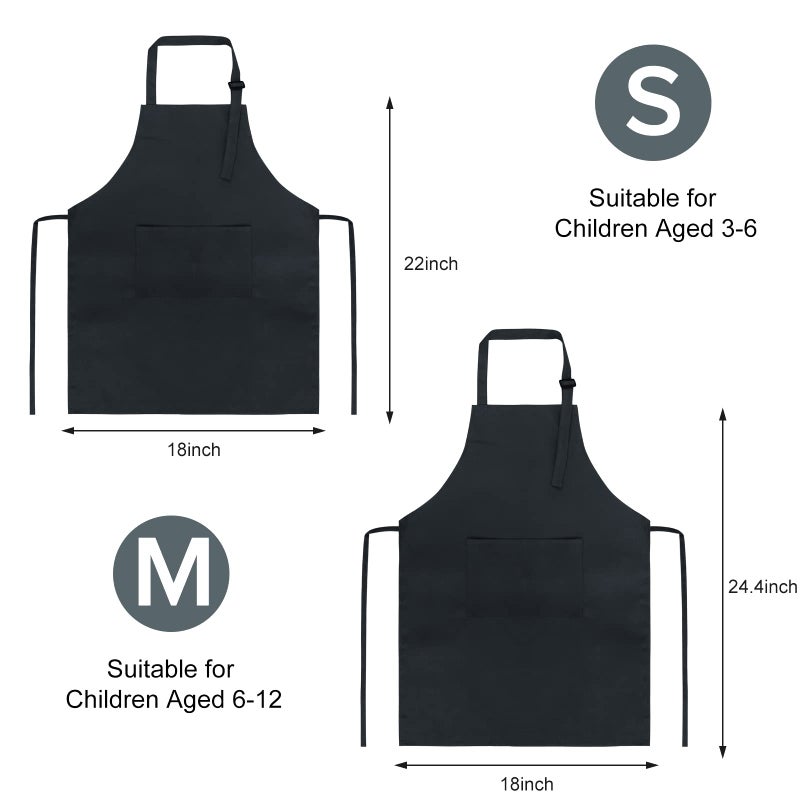 SINLAND Kids Apron with Pocket 2 Pack Adjustable Children Chef Apron for Cooking Baking Painting (M: 6-12 Years)â€¦ - Image 5